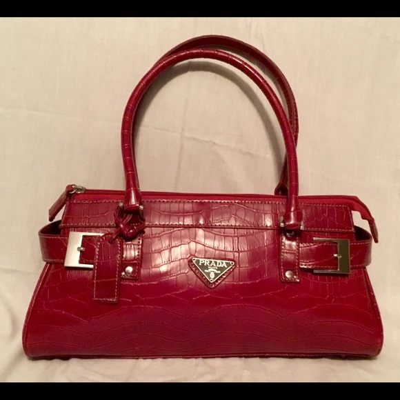prada red crocodile bag